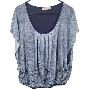 BaiShengGT Sleeveless Layered Shirt Womens 2XL Flowy Blue Floral Sheer